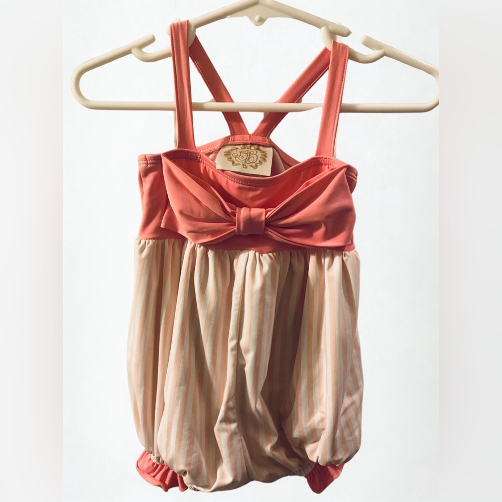 The Beaufort Bonnet Company TBBC Baby Bubble Pink Bow Swimsuit 6-12 month